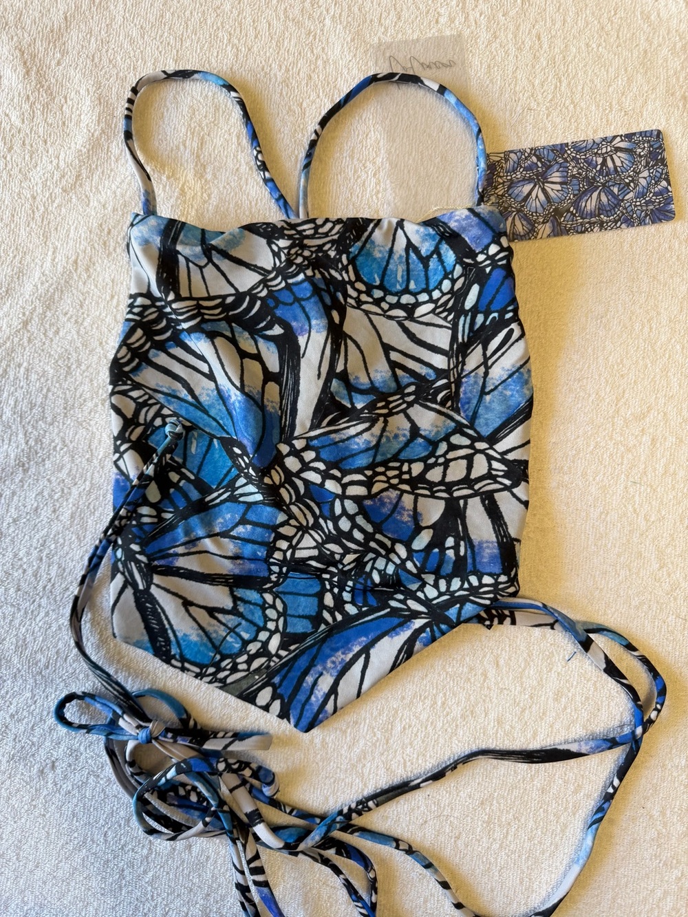 Blue Butterfly Print Girls' One-Piece Swimsuit - Kids Swim